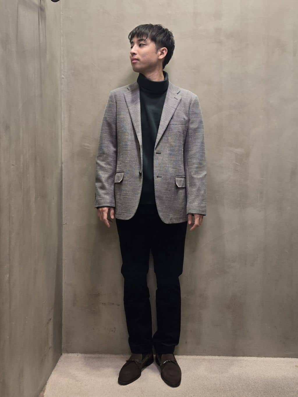 TAKEO KIKUCHIのウールブレンド オフタートルネック カットソーを使ったコーディネートを紹介します。｜Rakuten Fashion(楽天ファッション／旧楽天ブランドアベニュー)4831913