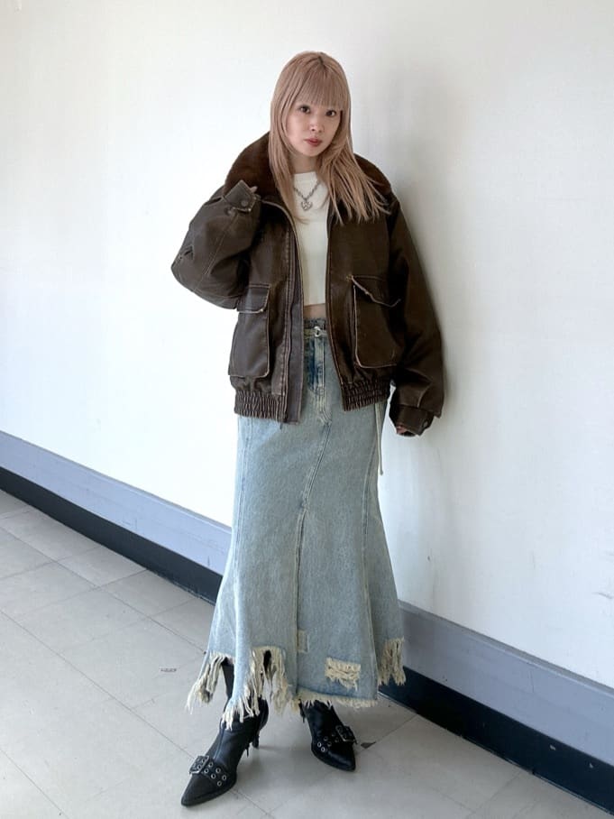 中町 綾さん着用アイテム】 VINTAGE F/LEATHER S/ブルゾン