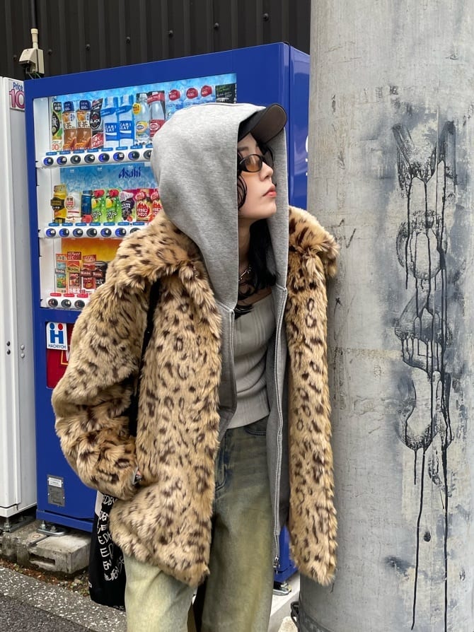 SLY LEOPARD F／FUR FRONT HOOK コート