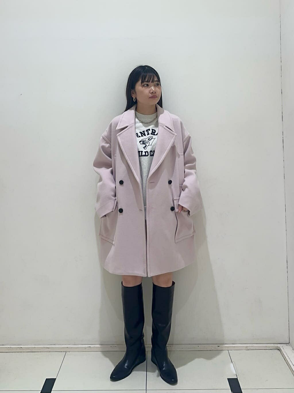 N. Natural Beauty Basic*のビーバーメルトンデザインセミロングコート 