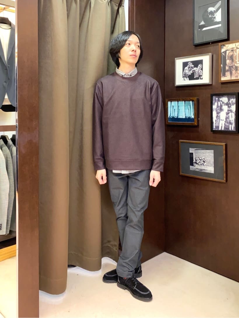 TAKEO KIKUCHIの【Made in JAPAN】播州織 ヘリンボン ストレート パンツを使ったコーディネートを紹介します。｜Rakuten Fashion(楽天ファッション／旧楽天ブランドアベニュー)4855873