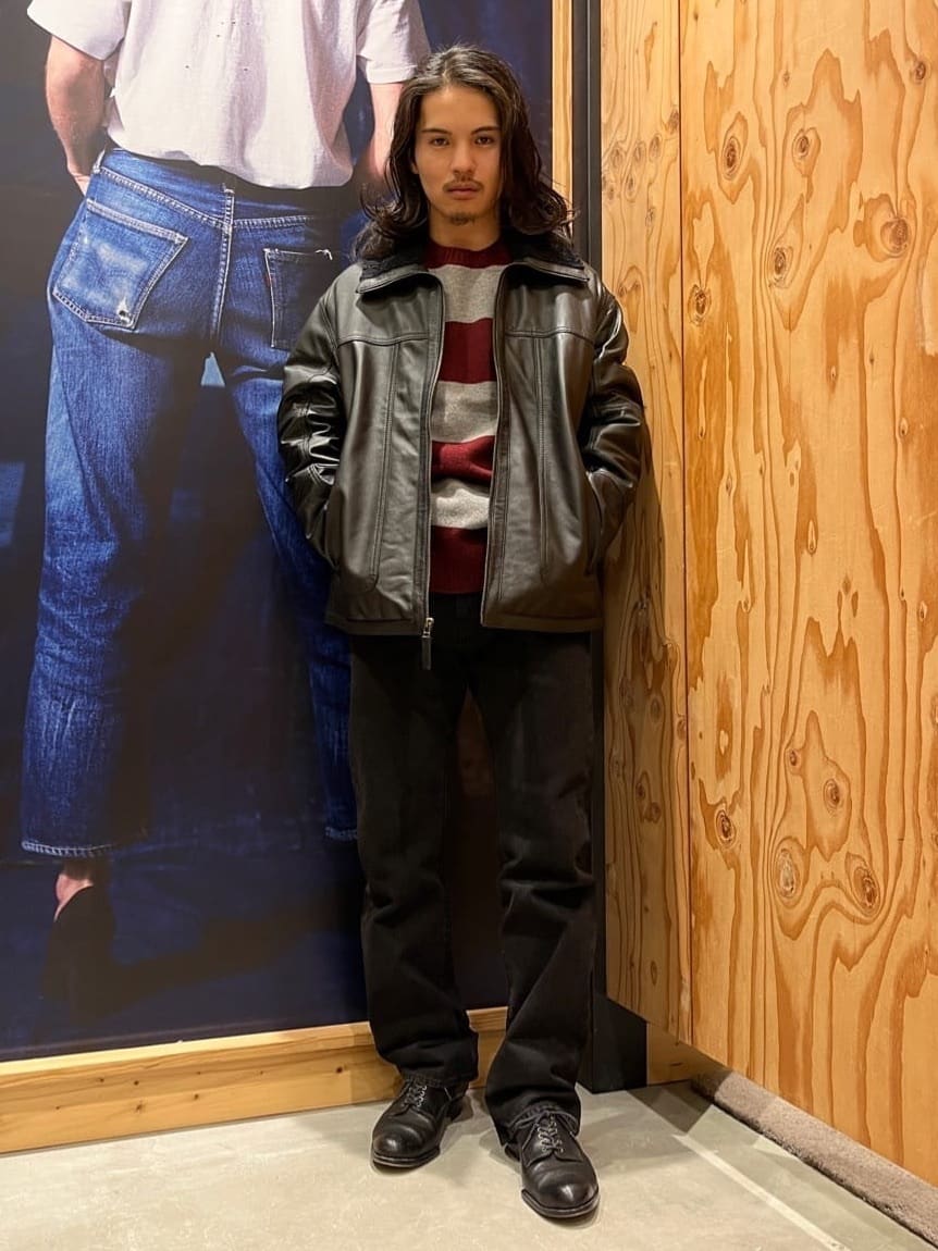 Levi's レザーシェルパジャケット ブラック