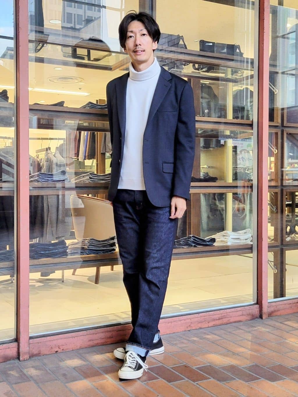 TAKEO KIKUCHIのウールブレンド オフタートルネック カットソーを使ったコーディネートを紹介します。｜Rakuten Fashion(楽天ファッション／旧楽天ブランドアベニュー)4875388