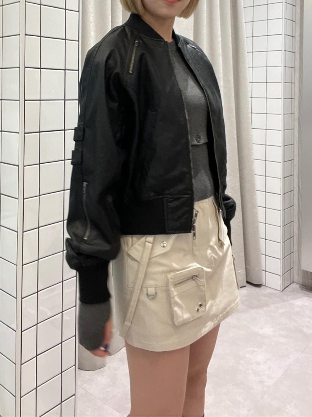 LAGUA みつけれ GEM CROPPED FAUX LEATHER ブルゾン LAGUA みつけれ GEM CROPPED FAUX LEATHER ブルゾン