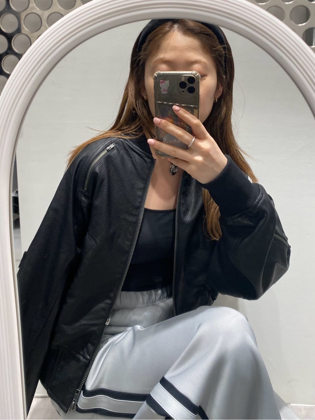 LAGUA GEM CROPPED FAUX LEATHER ブルゾン