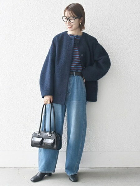 SHIPS | シャギー ノーカラー コクーン コート | Rakuten Fashion(楽天