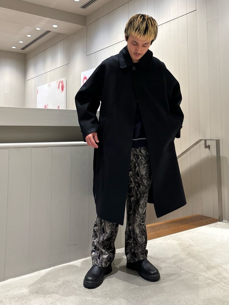 25AW <H> リバー バルカラー ベルテッドコート H BEAUTY&YOUTH リバーバルカラーベルテッドコート NAVY/S