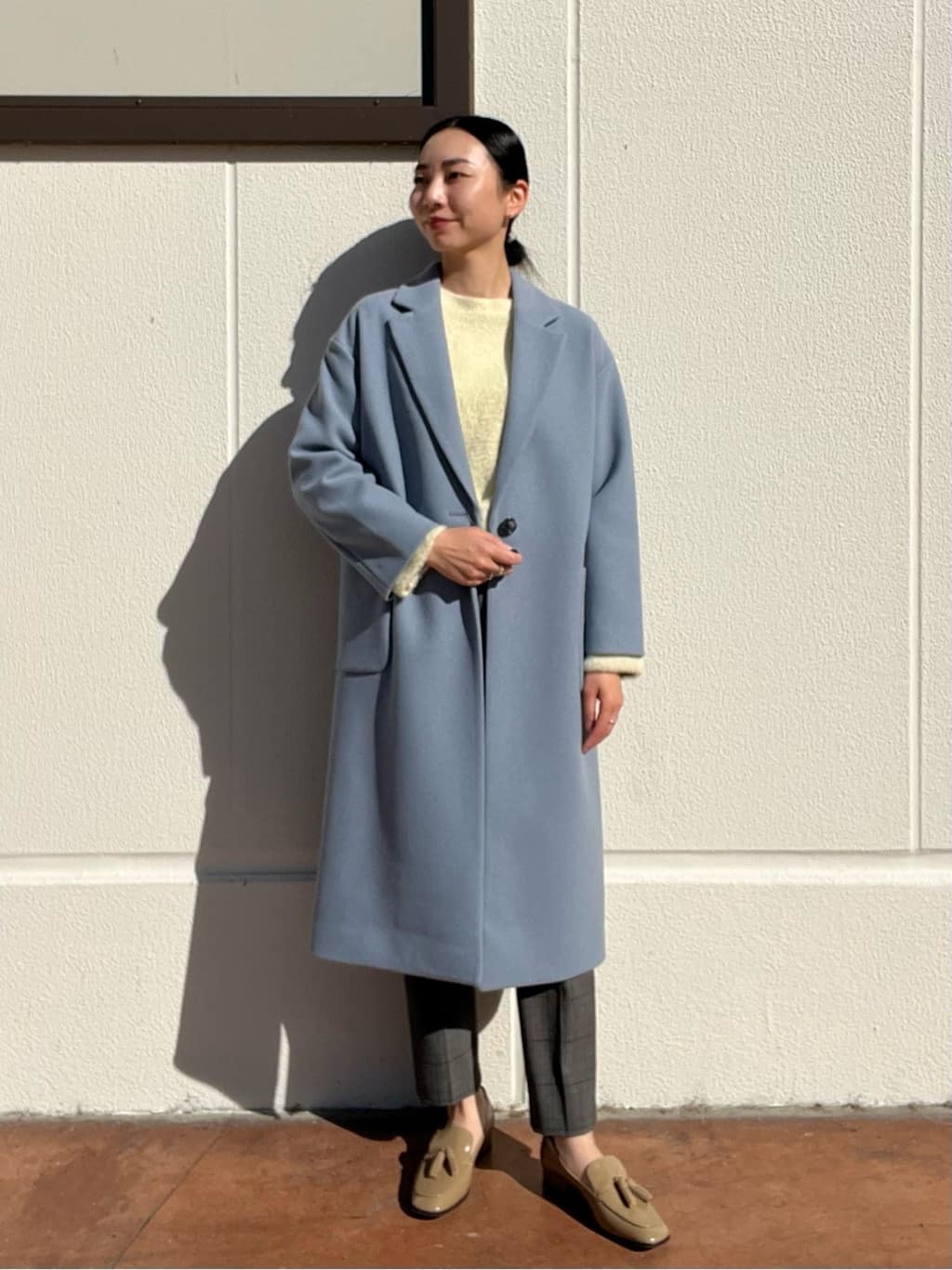 UNITED ARROWS LTD. OUTLETのニットメルトン チェスターコート を使ったコーディネート | Rakuten ...