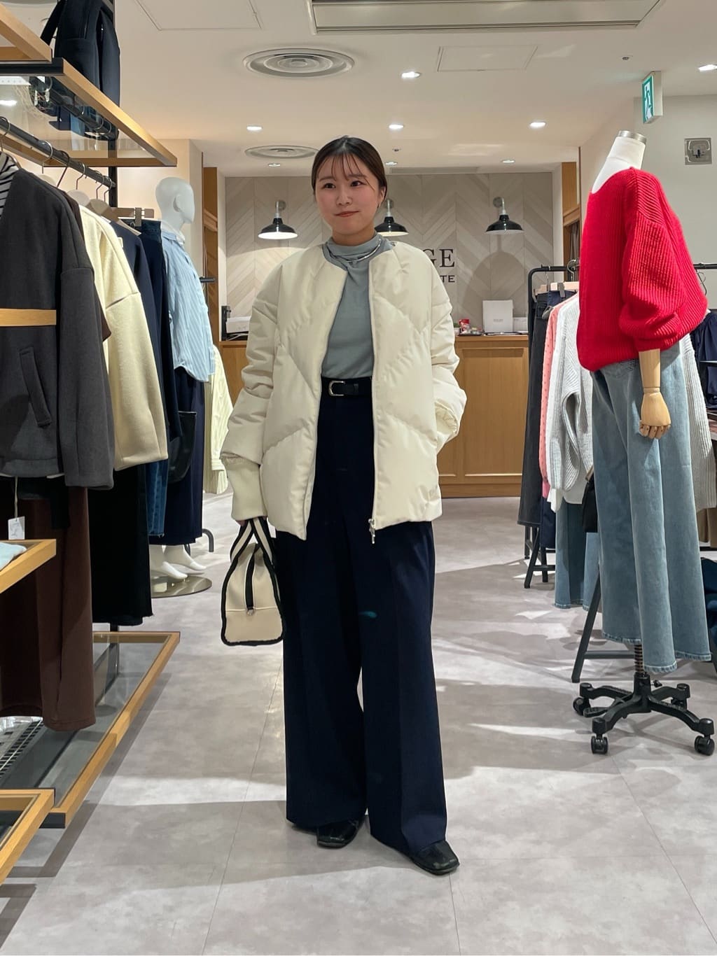 COLLAGE GALLARDAGALANTE ノーカラーダウンコート