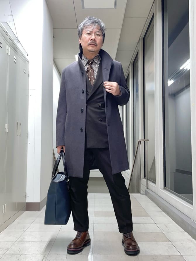 TAKEO KIKUCHIの【ウールカシミヤブレンド】ビーバー調 スタンドカラー コートを使ったコーディネートを紹介します。｜Rakuten Fashion(楽天ファッション／旧楽天ブランドアベニュー)4929964