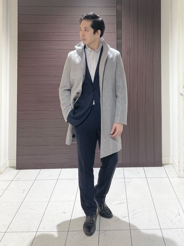 TAKEO KIKUCHIの【ウールカシミヤブレンド】ビーバー調 スタンドカラー コートを使ったコーディネートを紹介します。｜Rakuten Fashion(楽天ファッション／旧楽天ブランドアベニュー)4930745