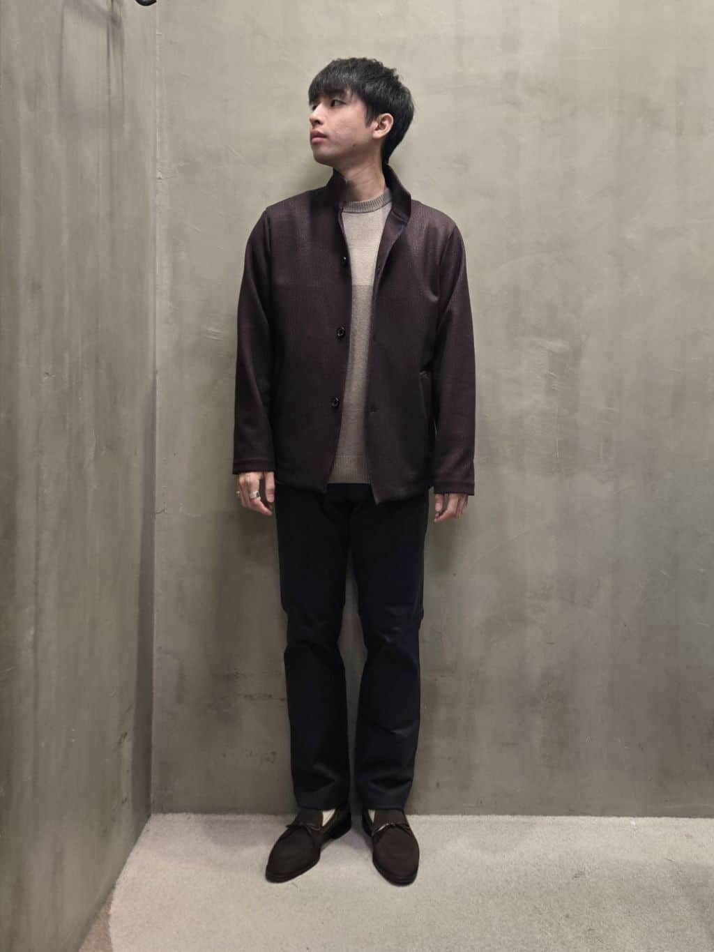 TAKEO KIKUCHIの【洗えるカシミヤ】微塵ボーダー カシミヤニットを使ったコーディネートを紹介します。｜Rakuten Fashion(楽天ファッション／旧楽天ブランドアベニュー)4933419