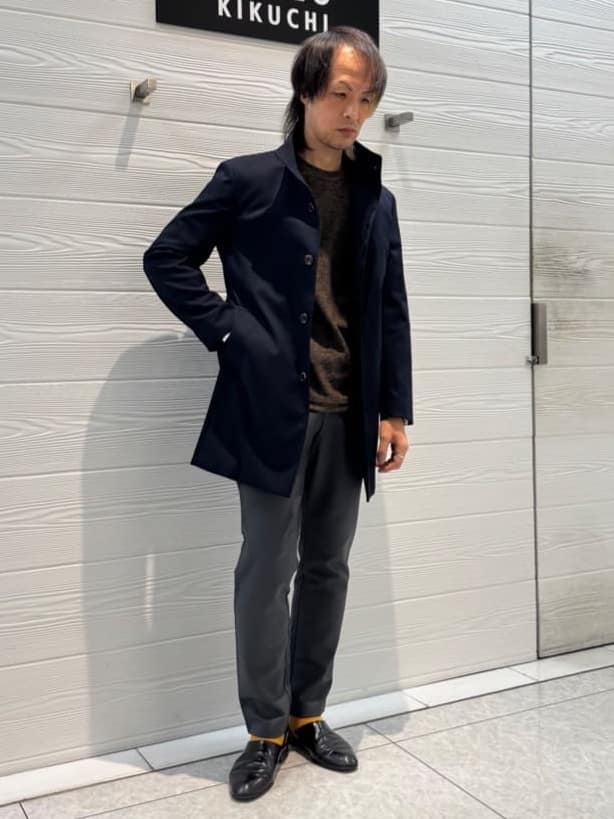 TAKEO KIKUCHIの【ダウンライナー付】メランジ スタンドカラー コートを使ったコーディネートを紹介します。｜Rakuten Fashion(楽天ファッション／旧楽天ブランドアベニュー)4935608