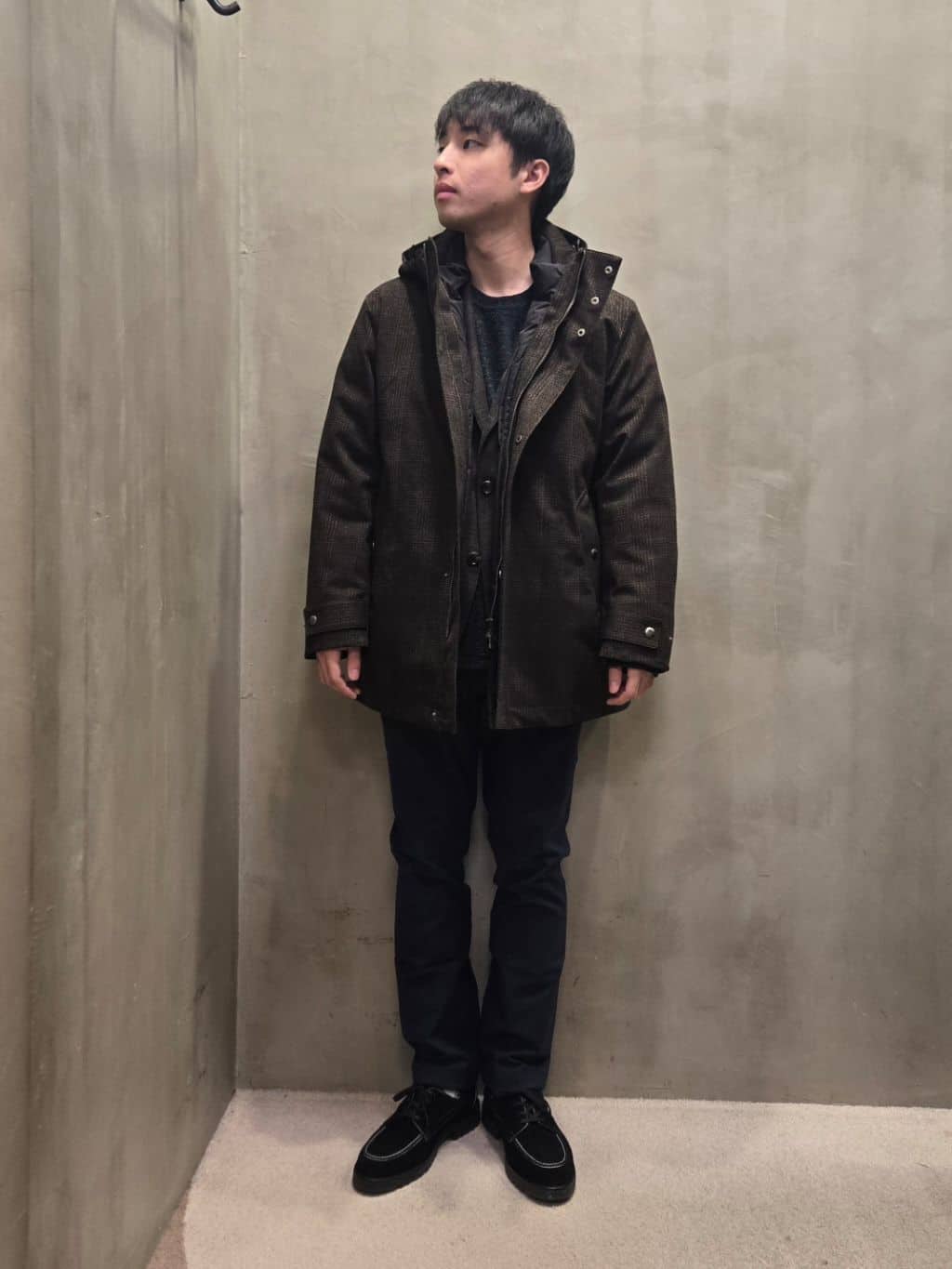 TAKEO KIKUCHIの【3WAY】ジャカード グレンチェック ダウンライナー ブルゾンを使ったコーディネートを紹介します。｜Rakuten Fashion(楽天ファッション／旧楽天ブランドアベニュー)4935794