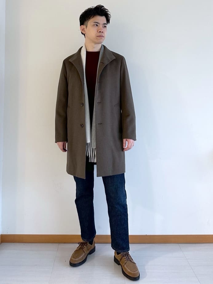 TAKEO KIKUCHIの【ウールカシミヤブレンド】ビーバー調 スタンドカラー コートを使ったコーディネートを紹介します。｜Rakuten Fashion(楽天ファッション／旧楽天ブランドアベニュー)4941295