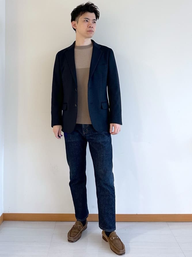 TAKEO KIKUCHIの【洗えるカシミヤ】微塵ボーダー カシミヤニットを使ったコーディネートを紹介します。｜Rakuten Fashion(楽天ファッション／旧楽天ブランドアベニュー)4941298