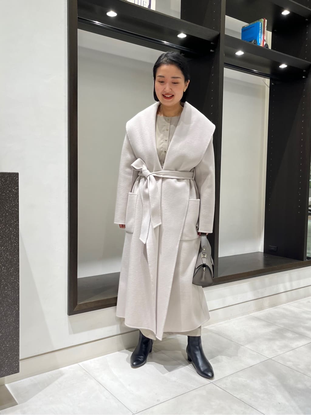 アルアバイル カシミア混リバーショールカラーコート 節約 カシミヤ混