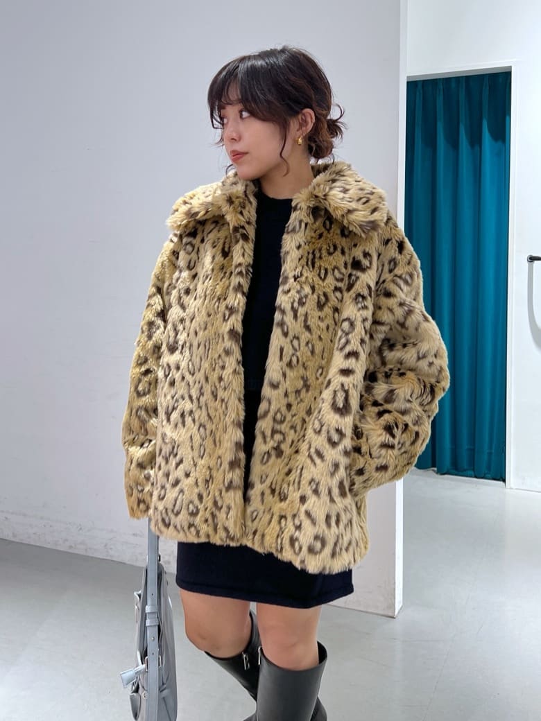 SLY LEOPARD F／FUR FRONT HOOK コート