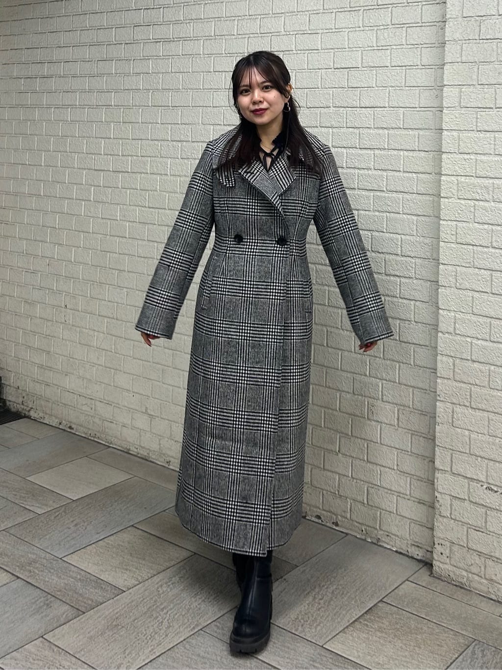 rienda スタンドカラーシェイプドチェスターコート