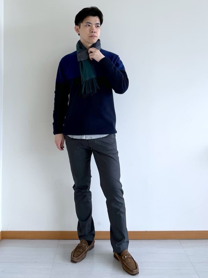 TAKEO KIKUCHIの【洗えるカシミヤ】微塵ボーダー カシミヤニットを使ったコーディネートを紹介します。｜Rakuten Fashion(楽天ファッション／旧楽天ブランドアベニュー)4987615