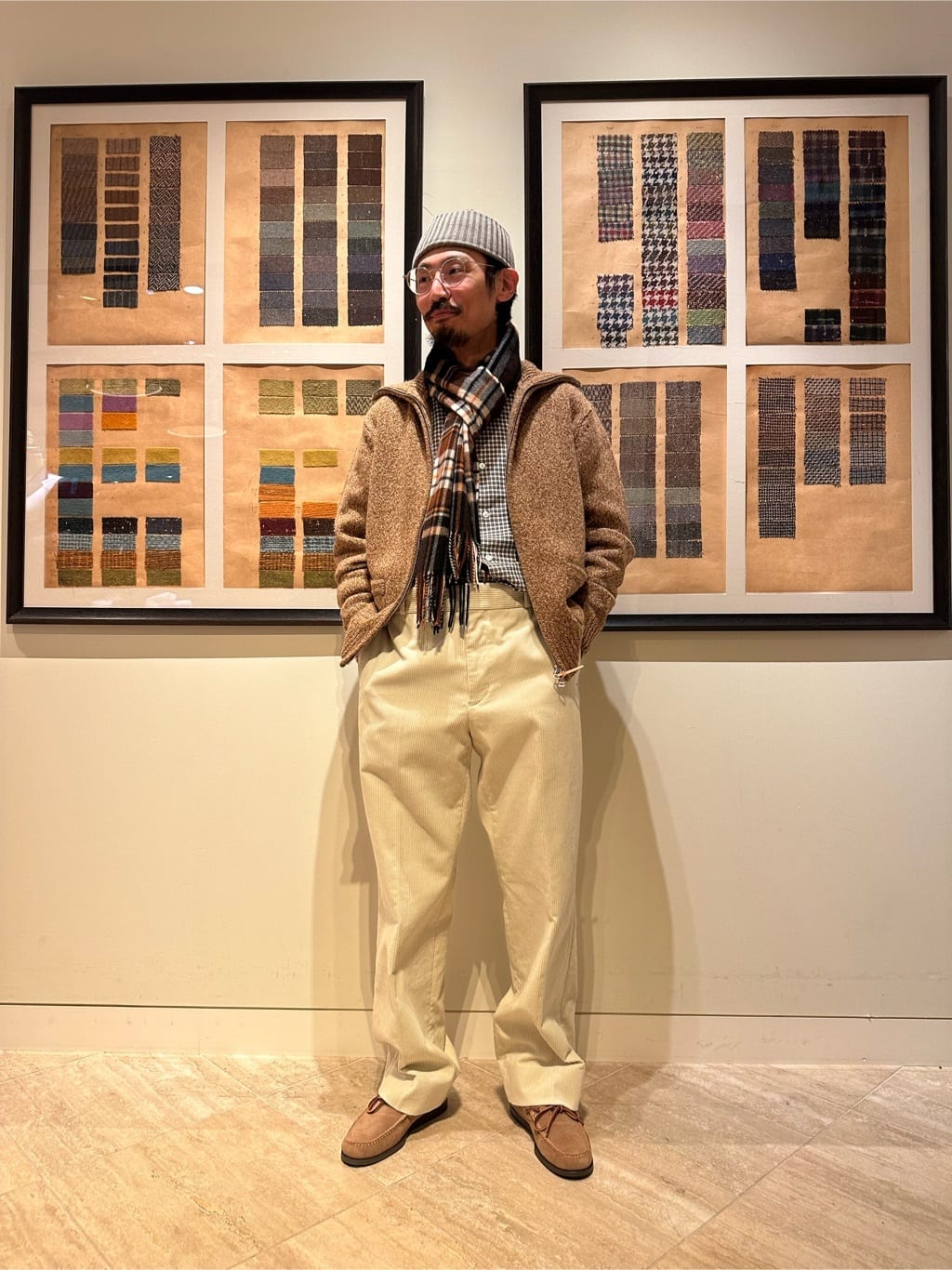 L 美品 24AW UNITED ARROWS キャメル ミックス ジップアップ 【公式通販】