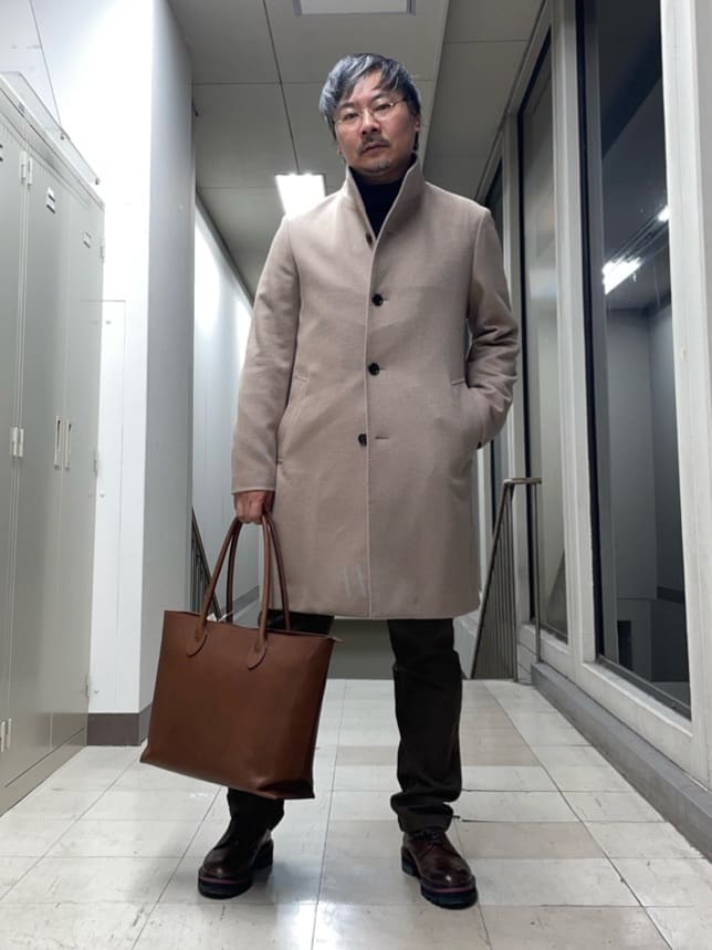 TAKEO KIKUCHIの【ウールカシミヤブレンド】ビーバー調 スタンドカラー コートを使ったコーディネートを紹介します。｜Rakuten Fashion(楽天ファッション／旧楽天ブランドアベニュー)5007291
