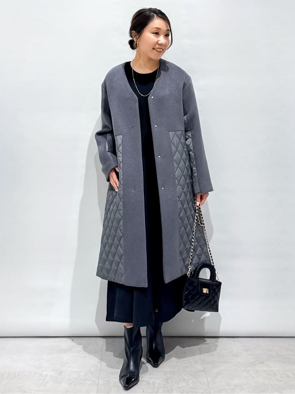 OPAQUE.CLIP』ウールカシミヤブレンド キルティングドッキングコート