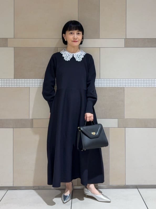 タグ付新品　グリーンレーベルリラクシング　襟レース 2WAY ニットワンピース グリーンレーベル 襟レース 2WAY ニットワンピース タグ付 5分袖