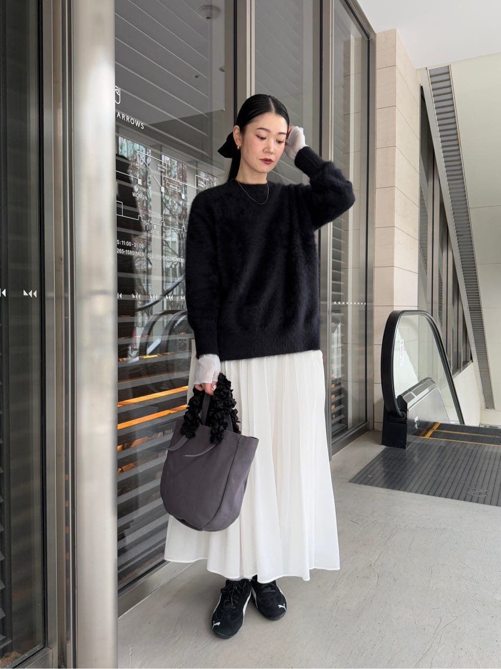 ユナイテッドアローズ　オーガンジー ポケット フレアスカート　黒 中古・古着通販】UNITED ARROWS (ユナイテッドアローズ