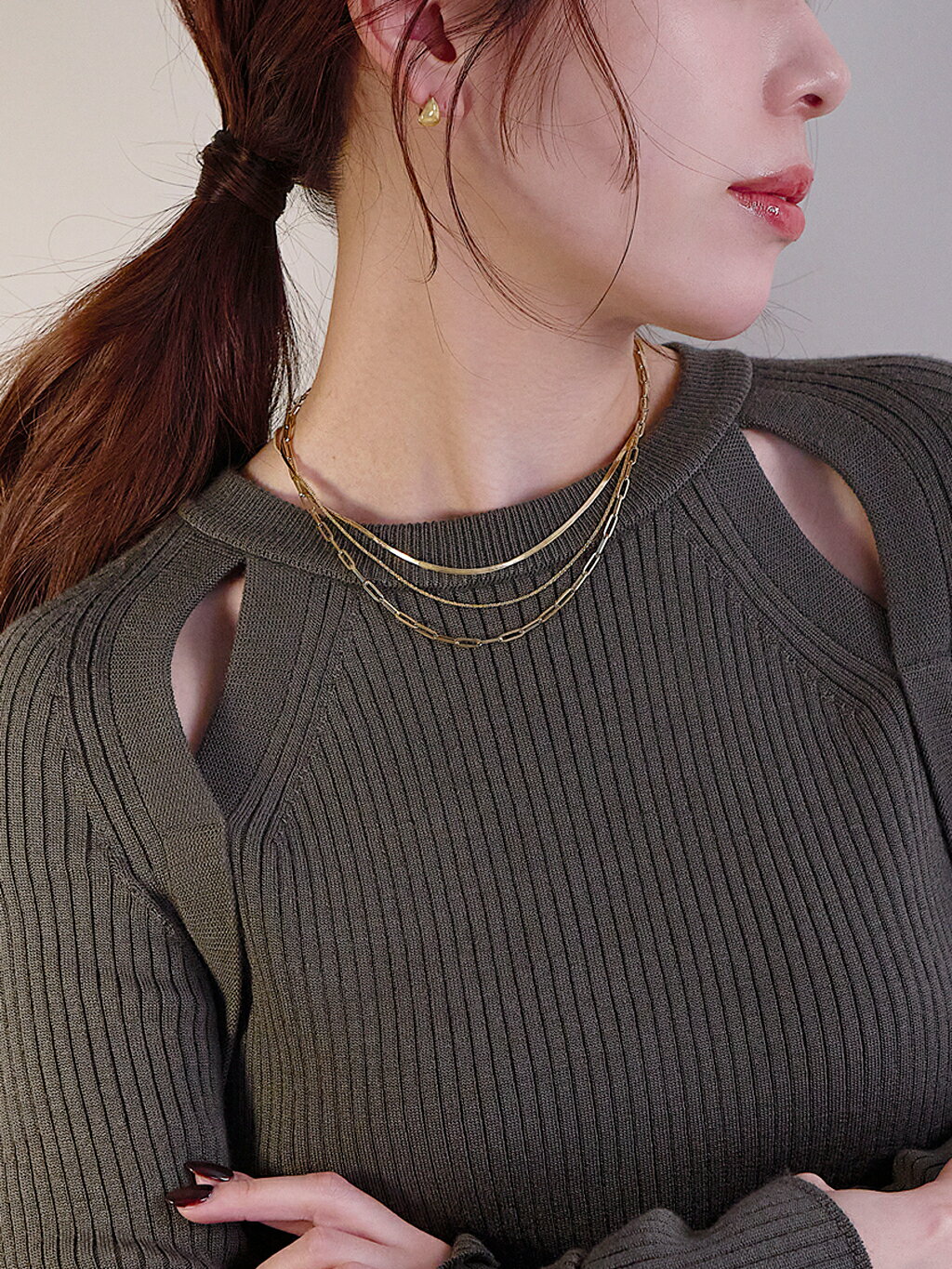 COCOSHNIK | K18フラットスネーク ネックレス細 | Rakuten Fashion