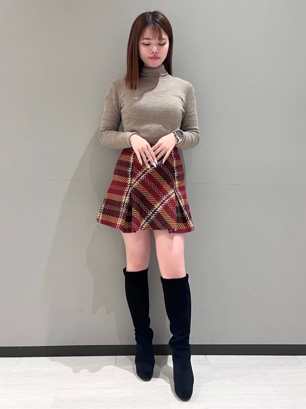 ESPERANZAのゆる傾斜ロングブーツを使ったコーディネートを紹介します。｜Rakuten Fashion(楽天ファッション／旧楽天ブランドアベニュー)5057539