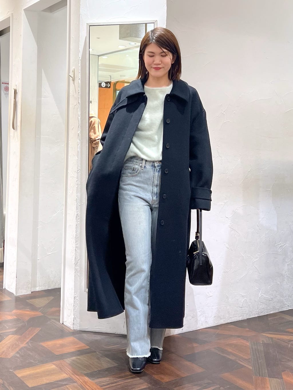 RIVE DROITEの【サッと羽織れる】ウールリバーステンカラーコートを  