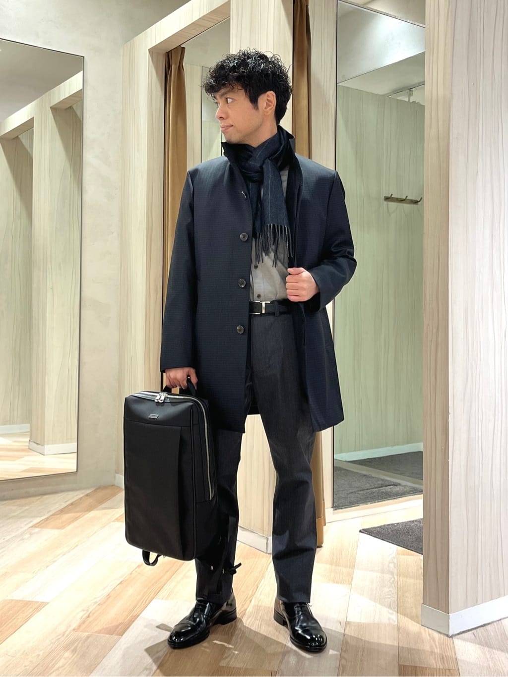 TAKEO KIKUCHIの【ダウンライナー付】メランジ スタンドカラー コートを使ったコーディネートを紹介します。｜Rakuten Fashion(楽天ファッション／旧楽天ブランドアベニュー)5067535