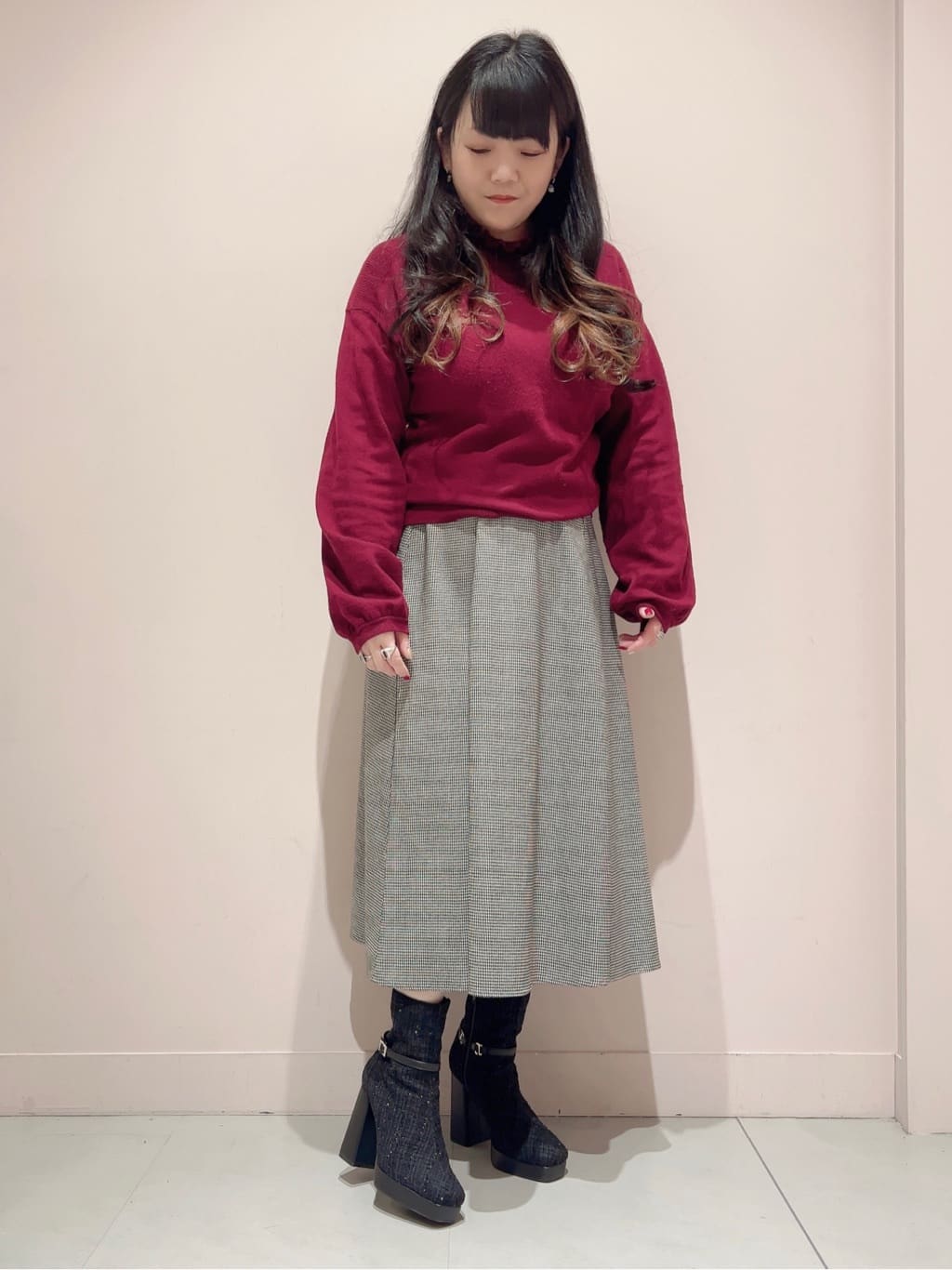 ESPERANZAのツイードベルトショートブーツを使ったコーディネートを紹介します。｜Rakuten Fashion(楽天ファッション／旧楽天ブランドアベニュー)5072333