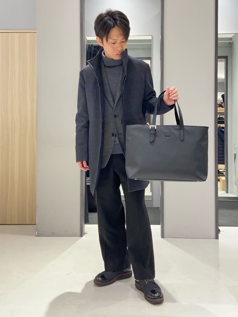 TAKEO KIKUCHIの【ダウンライナー付】メランジ スタンドカラー コートを使ったコーディネートを紹介します。｜Rakuten Fashion(楽天ファッション／旧楽天ブランドアベニュー)5074101