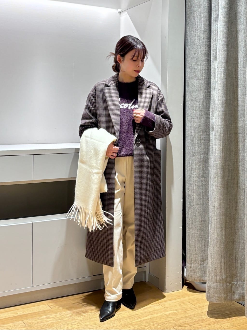 UNITED ARROWS LTD. OUTLETのニットメルトン チェスターコート を使ったコーディネート | Rakuten ...