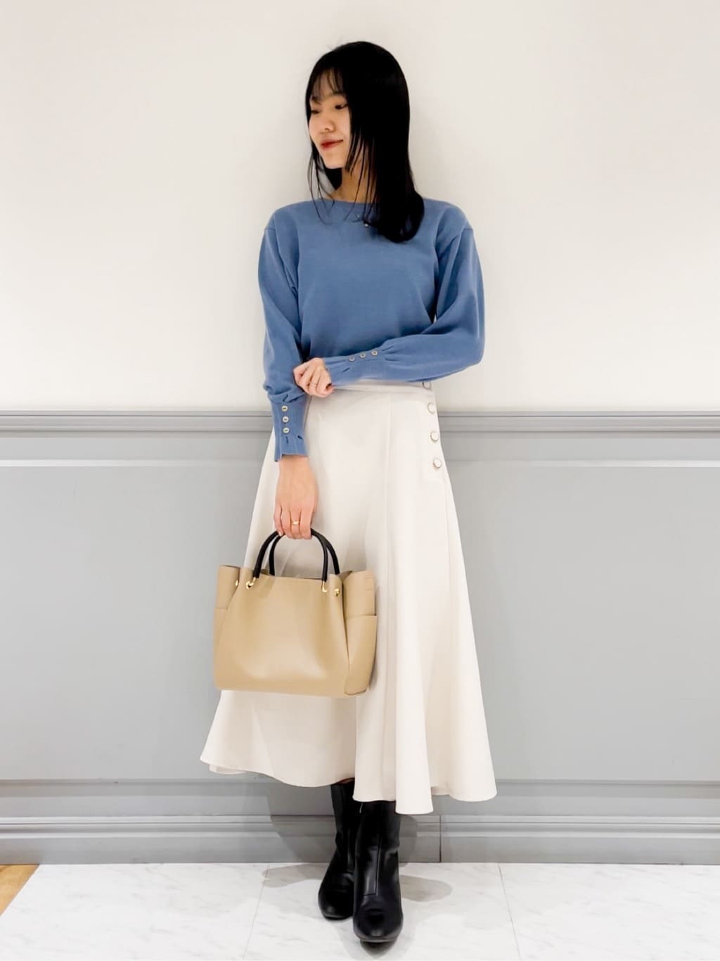 groveのタックスリーブニットを使ったコーディネートを紹介します。｜Rakuten Fashion(楽天ファッション／旧楽天ブランドアベニュー)5090877