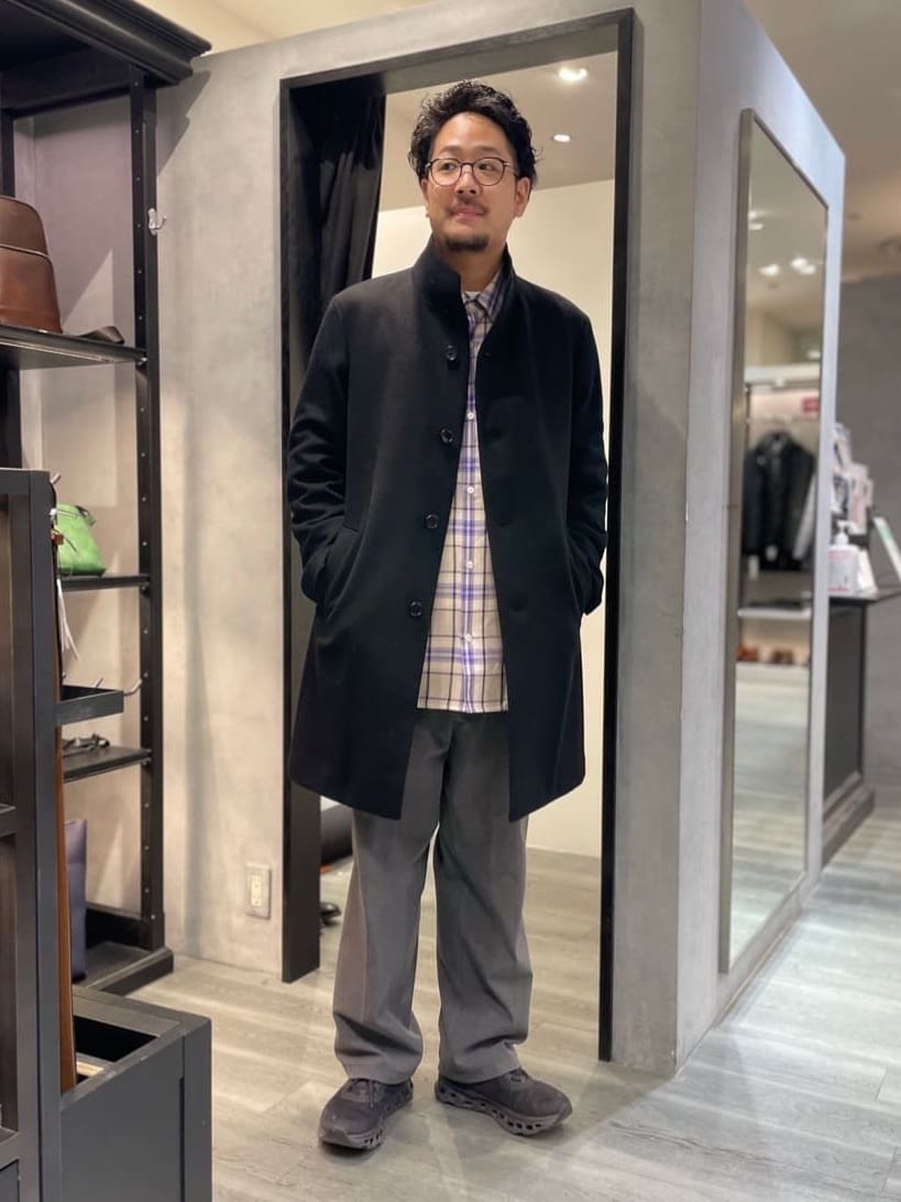 TAKEO KIKUCHIの【ウールカシミヤブレンド】ビーバー調 スタンドカラー コートを使ったコーディネートを紹介します。｜Rakuten Fashion(楽天ファッション／旧楽天ブランドアベニュー)5103924