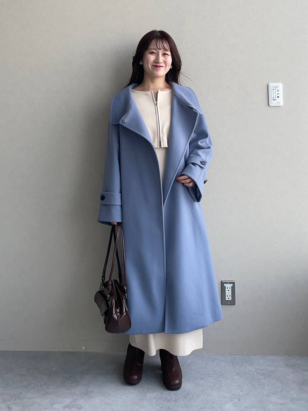 mysty womanの【古畑星夏さん着用アイテム】スタンドネックロングコートを使ったコーディネートを紹介します。｜Rakuten Fashion(楽天ファッション／旧楽天ブランドアベニュー)5105314