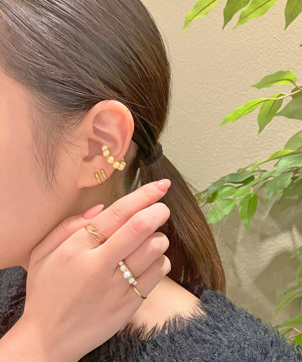 ete | [レイヤード] K10YG ウェーブ リング | Rakuten Fashion(楽天