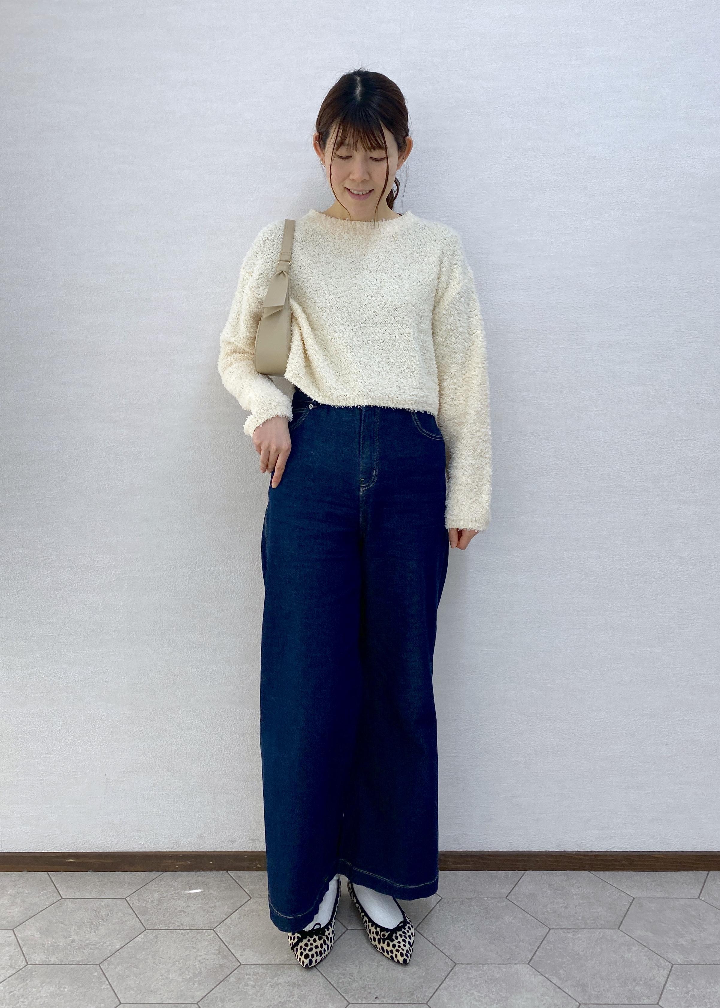 ROPE' PICNICのスパンコール混リボンヤーンニットプルオーバーを使ったコーディネートを紹介します。｜Rakuten Fashion(楽天ファッション／旧楽天ブランドアベニュー)5240444