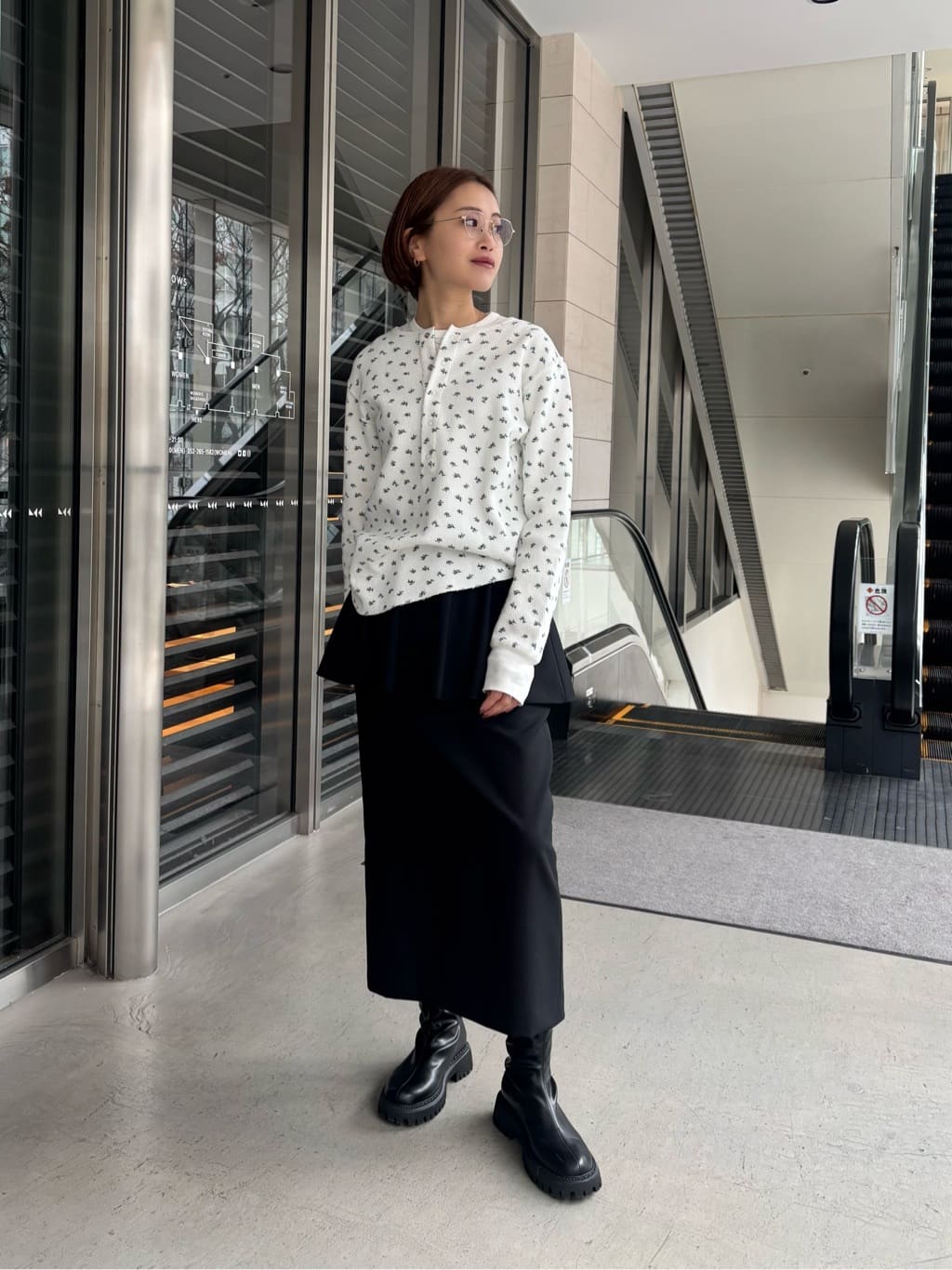 LOEFF＞ブルーベリー サーマル ヘンリーネック カットソー