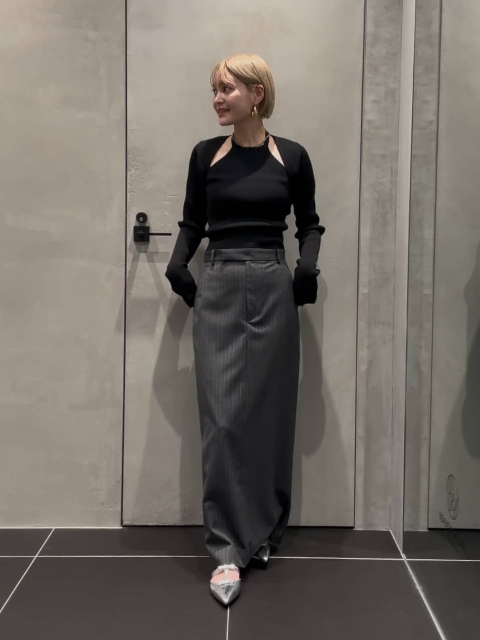 H BEAUTY&YOUTH リブショートカーディガン＋ホルターネックニット UNITED ARROWS LTD. OUTLET | <H>TCリブホルターネックニット
