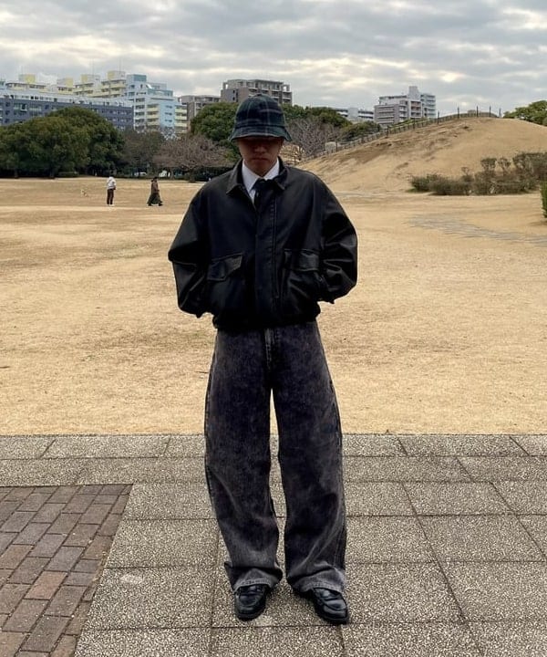 BEAMS MENのBEAMS HEART｜クラシック フェイクレザー ブルゾン｜メンズ アウター ジャケット｜合成皮革 リラックスフィット ヴィンテージ風｜秋冬を使ったコーディネートを紹介します。｜Rakuten Fashion(楽天ファッション／旧楽天ブランドアベニュー)5208854