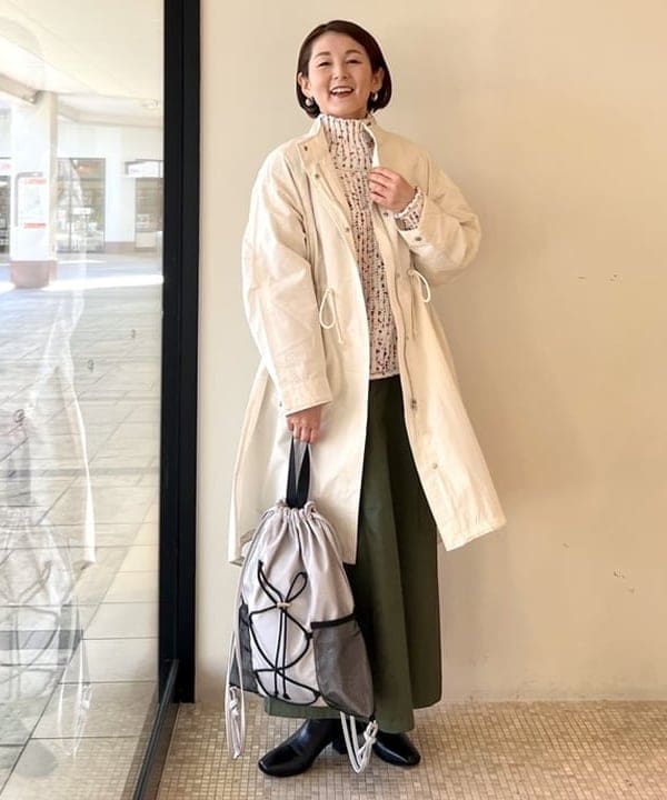 BEAMS HEARTの撥水ナイロン モッズコート きれいめ 25SSを使ったコーディネートを紹介します。｜Rakuten Fashion(楽天ファッション／旧楽天ブランドアベニュー)5228235