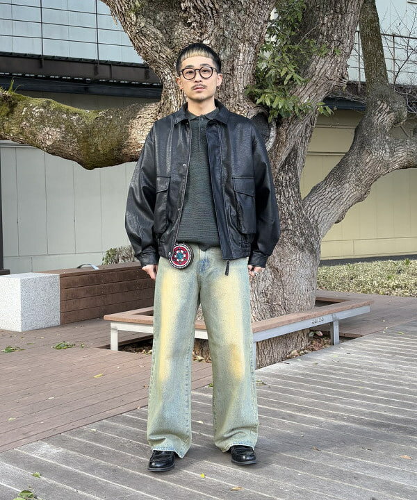 BEAMS HEARTのBEAMS HEART｜クラシック フェイクレザー ブルゾン｜メンズ アウター ジャケット｜合成皮革 リラックスフィット ヴィンテージ風｜秋冬を使ったコーディネートを紹介します。｜Rakuten Fashion(楽天ファッション／旧楽天ブランドアベニュー)5234199