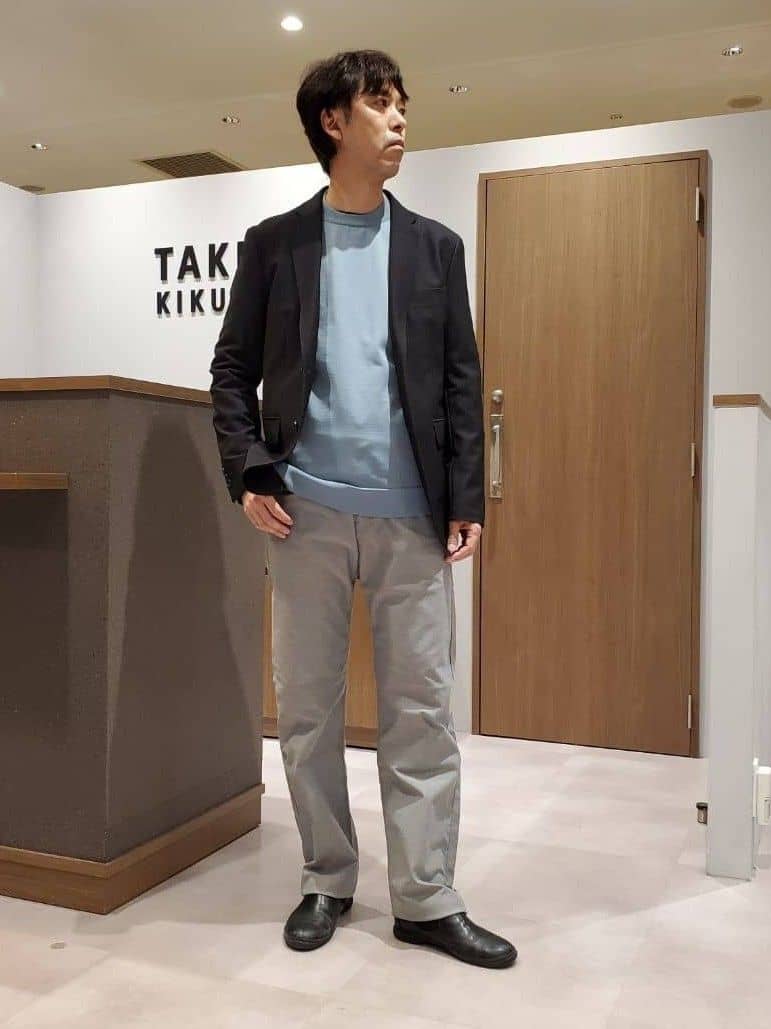 TAKEO KIKUCHIの【ジャケット対応】テーラードネック プルオーバー ニットを使ったコーディネートを紹介します。｜Rakuten Fashion(楽天ファッション／旧楽天ブランドアベニュー)5248822