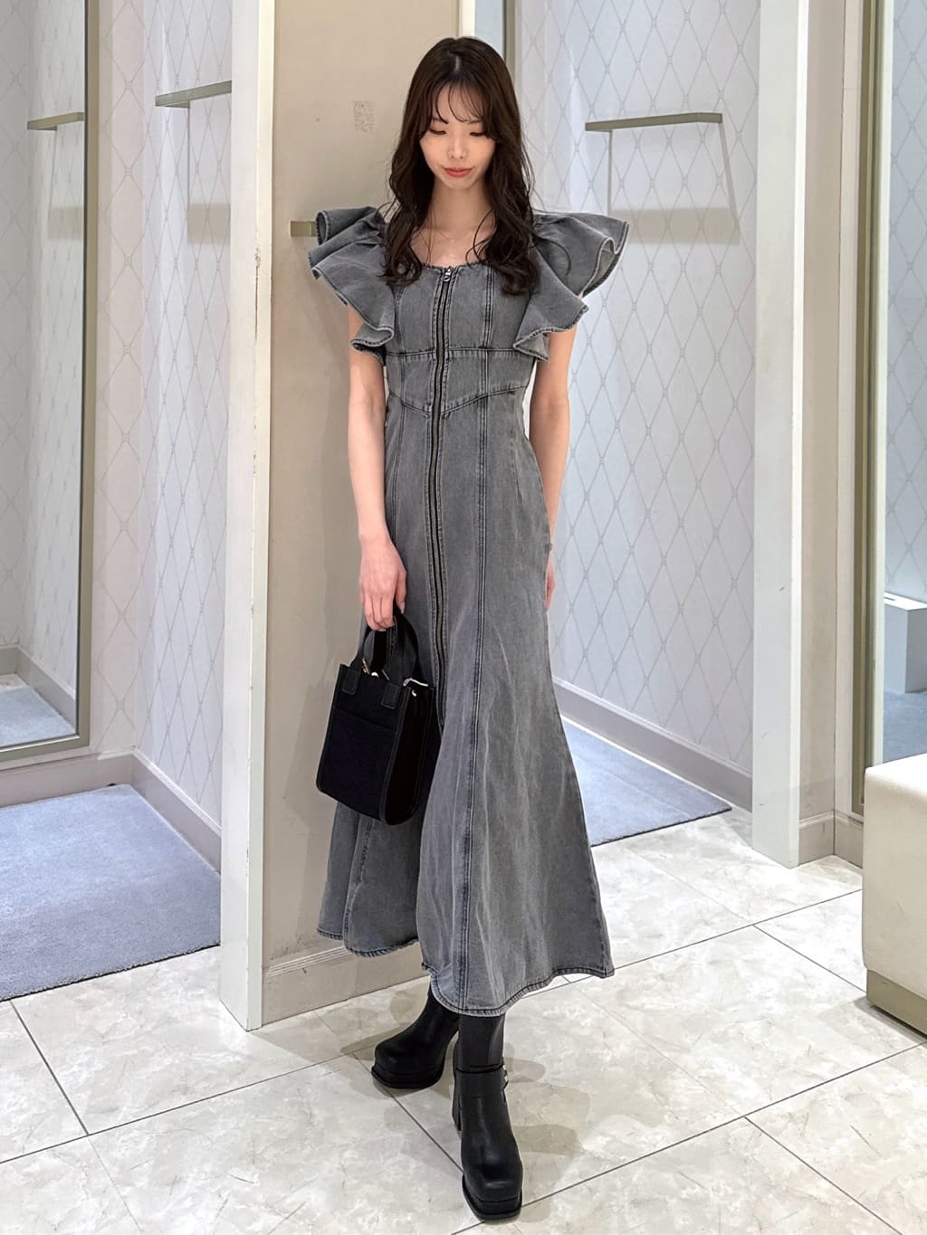 rienda【ヒロインワンピ】フリルスリーブマーメイドワンピース リエンダ ワンピース rienda | 【ヒロインワンピ】フリルスリーブ