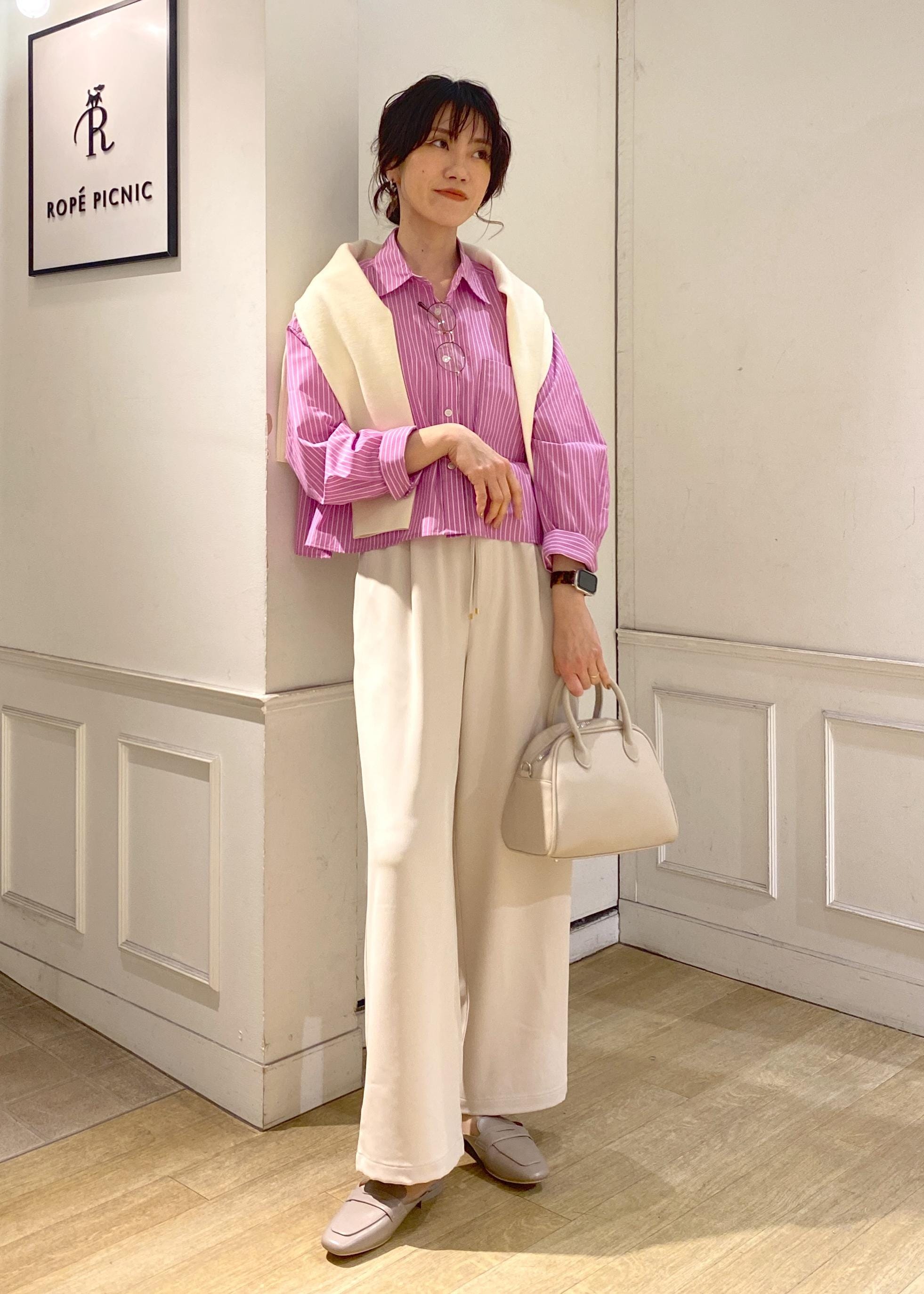 ROPE' PICNICの【花粉ガード・防シワ】クロップドシャツを使ったコーディネートを紹介します。｜Rakuten Fashion(楽天ファッション／旧楽天ブランドアベニュー)5396116