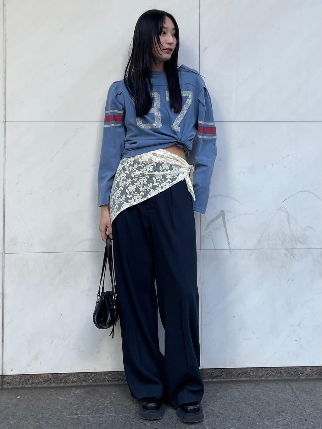 moussyのLACE SCARF トラウザーズを使ったコーディネート